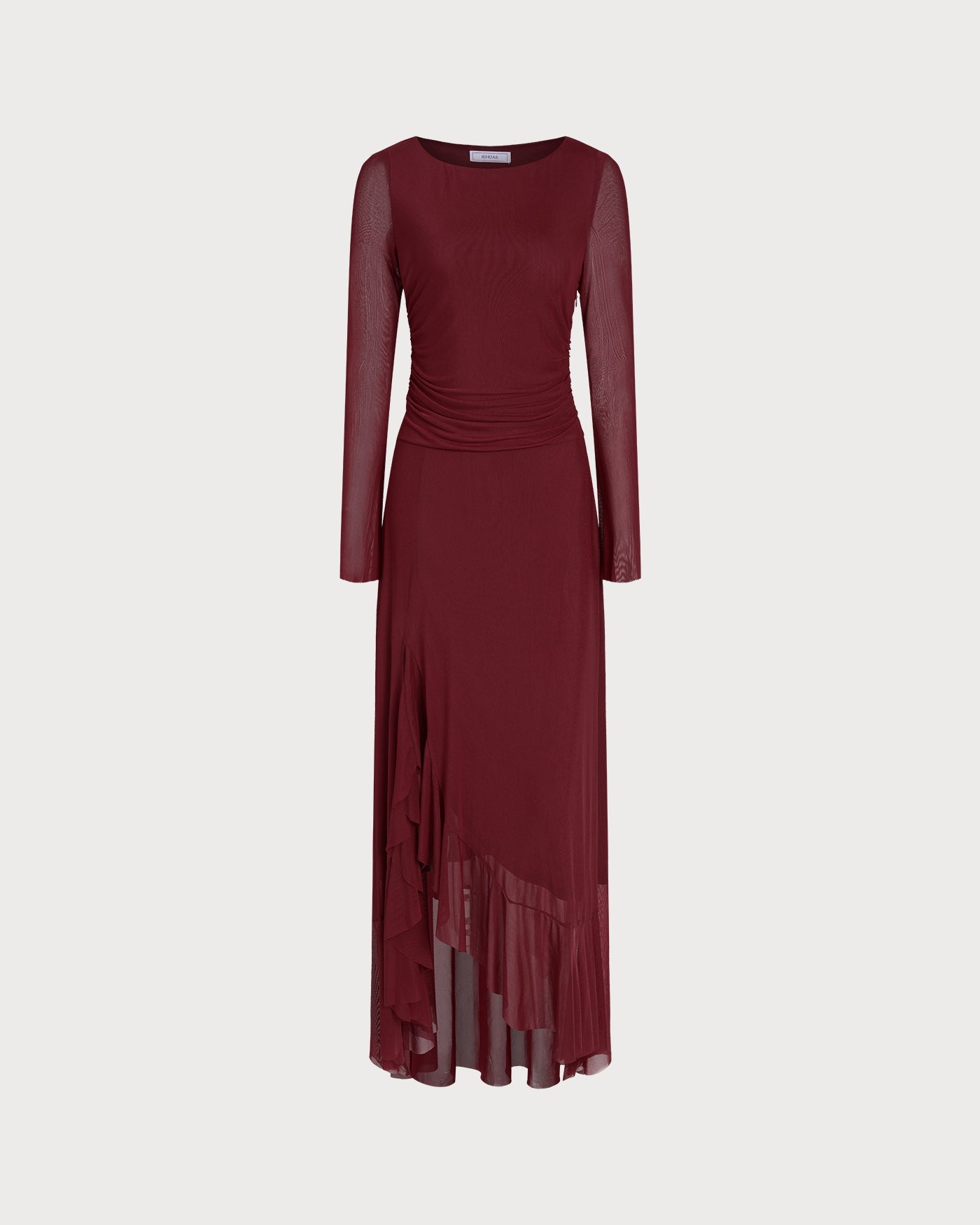 Red Boat Neck Maxi Dress