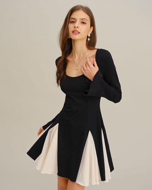 Women's Knitted Viscose Mini Dresses Black Dresses - RIHOAS