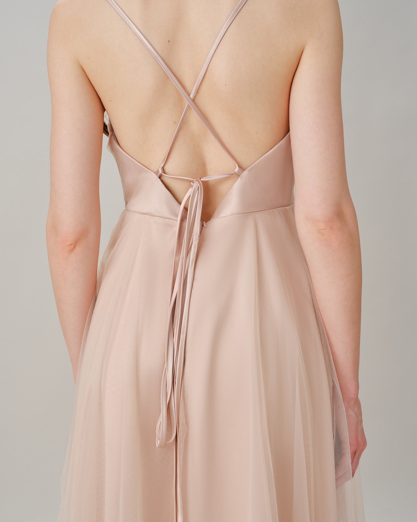 Apricot Pleated Flowy Slip Midi Dress