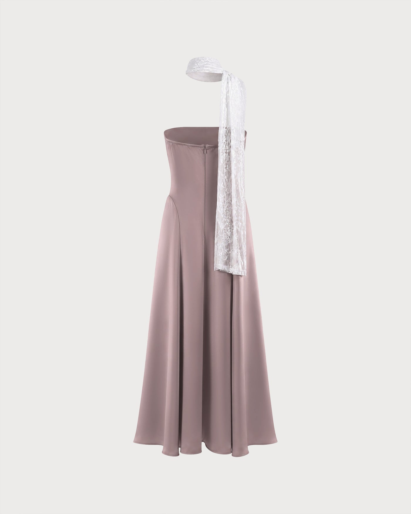 Pink One Shoulder Lace Splicing Maxi Dress