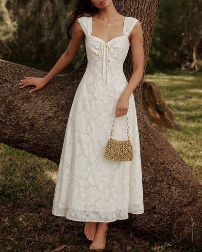 Apricot Jacquard Slip A-Line Maxi Dress