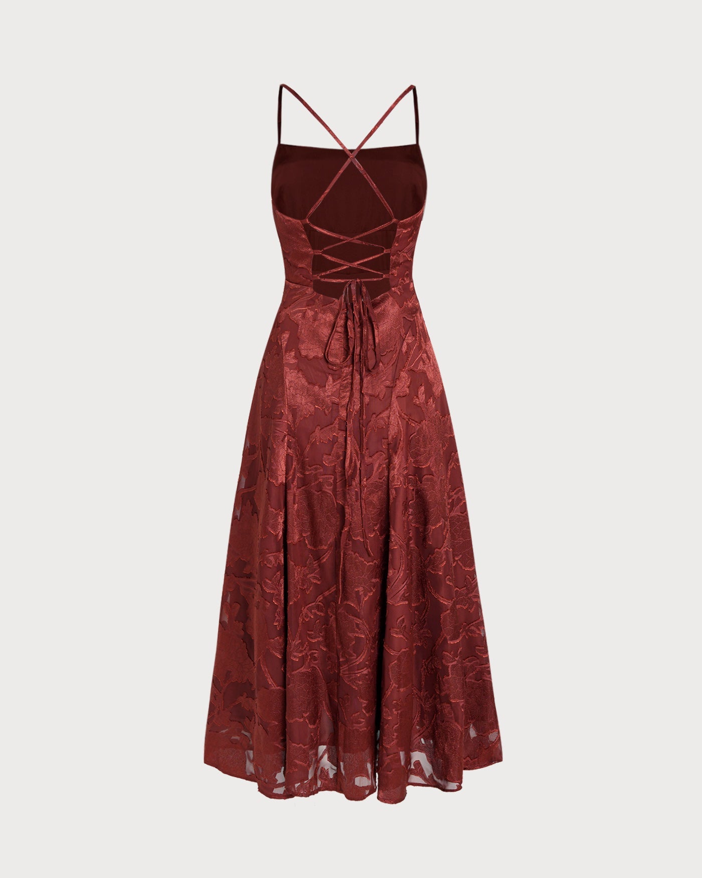 Brick Red X Cross Floral Maxi Dress