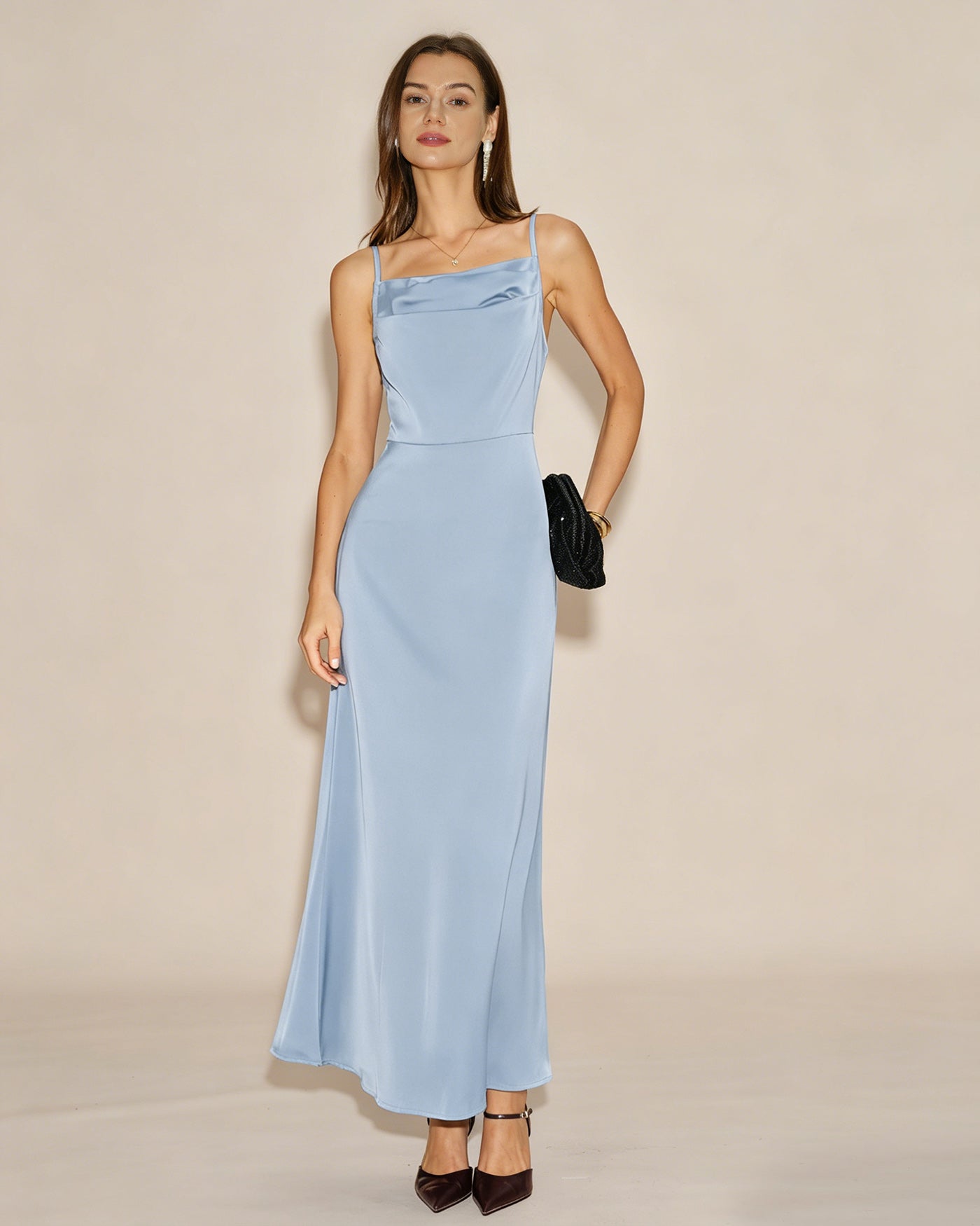 Light Blue Slip A-Line Maxi Dress