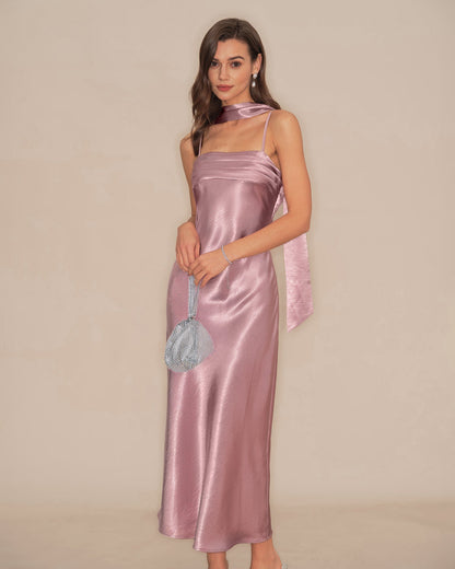 Women's Woven Polyester Maxi Dress Pink Dresses - RIHOAS