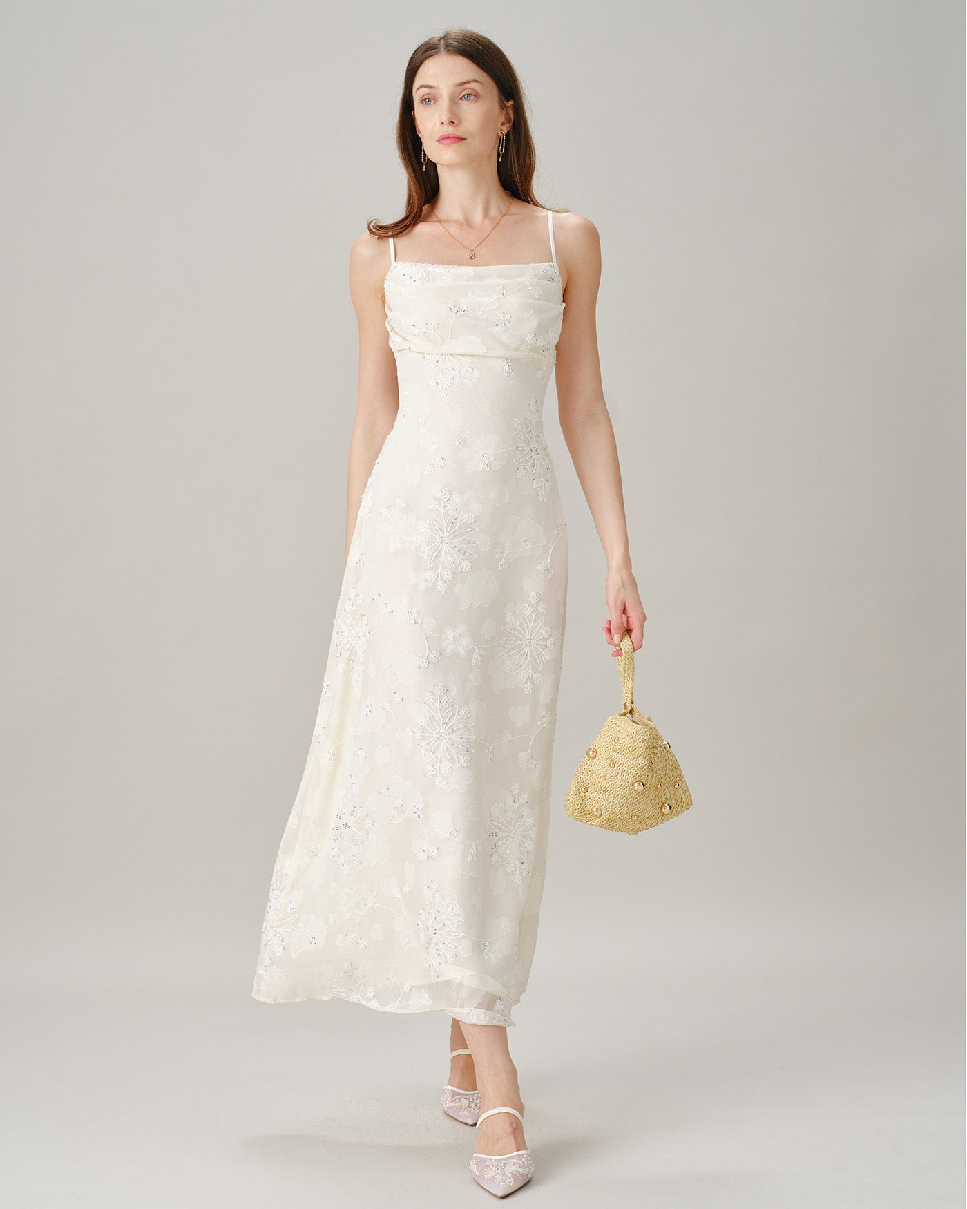 Women's Woven Polyester Maxi Dresses Apricot Dresses - RIHOAS