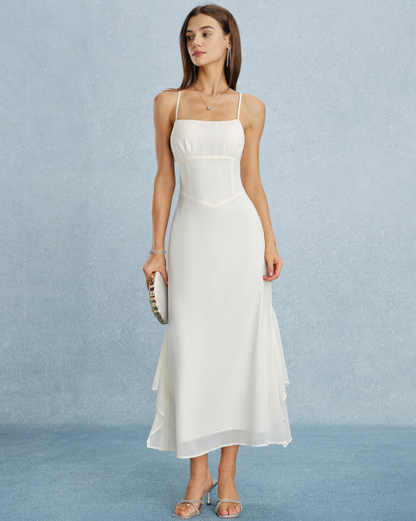 Women's Woven Polyester Maxi Dresses Apricot Dresses - RIHOAS