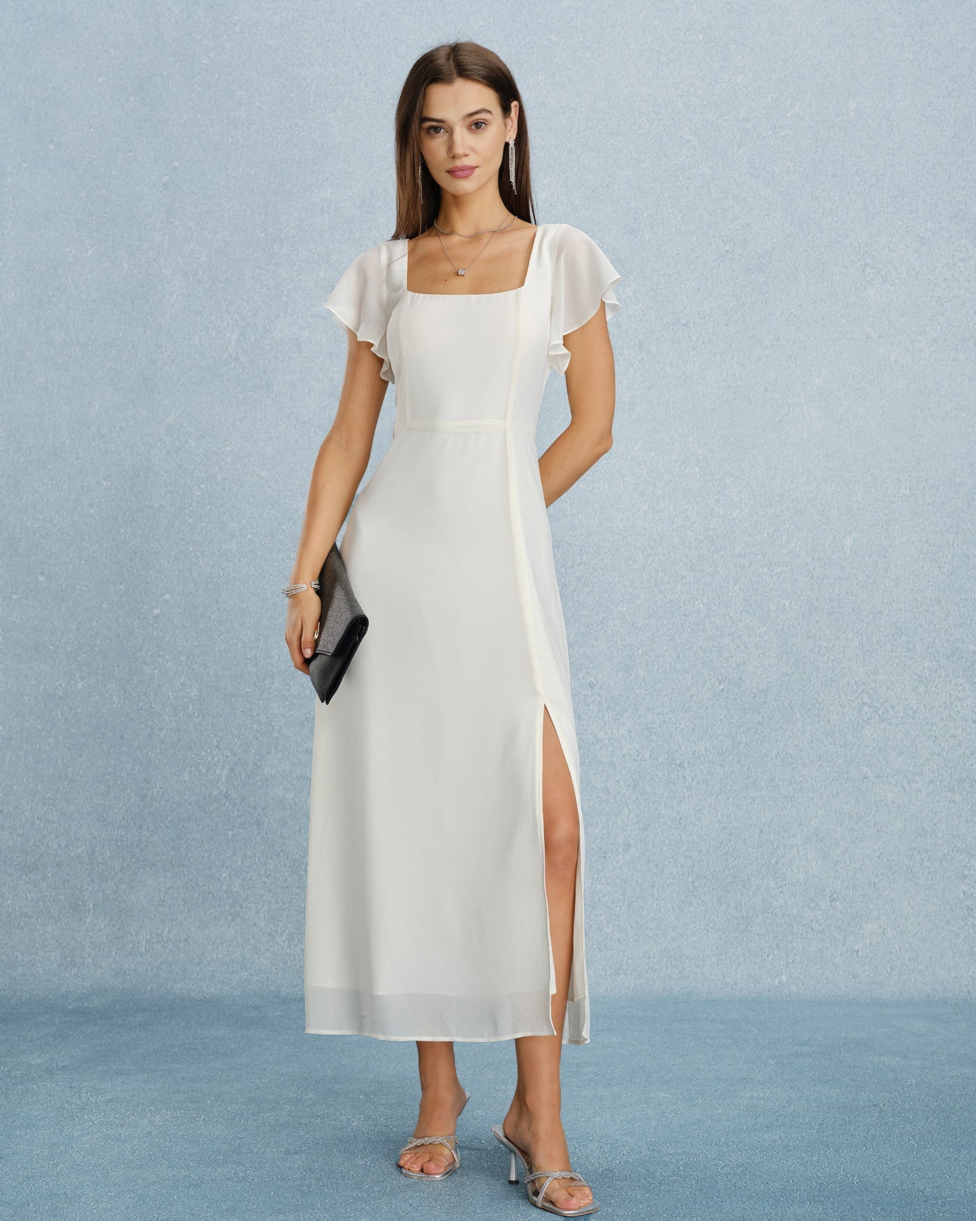Women's Woven Polyester Maxi Dresses Beige Dresses - RIHOAS