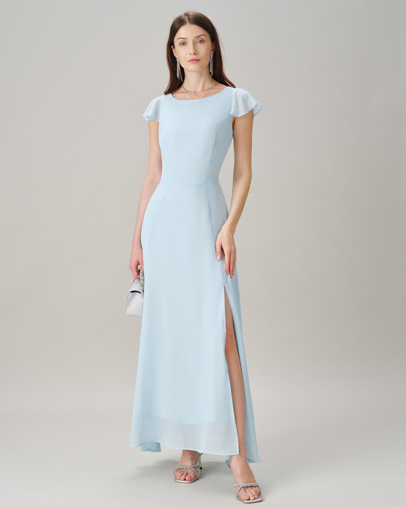 Women's Woven Polyester Maxi Dresses Blue Dresses - RIHOAS