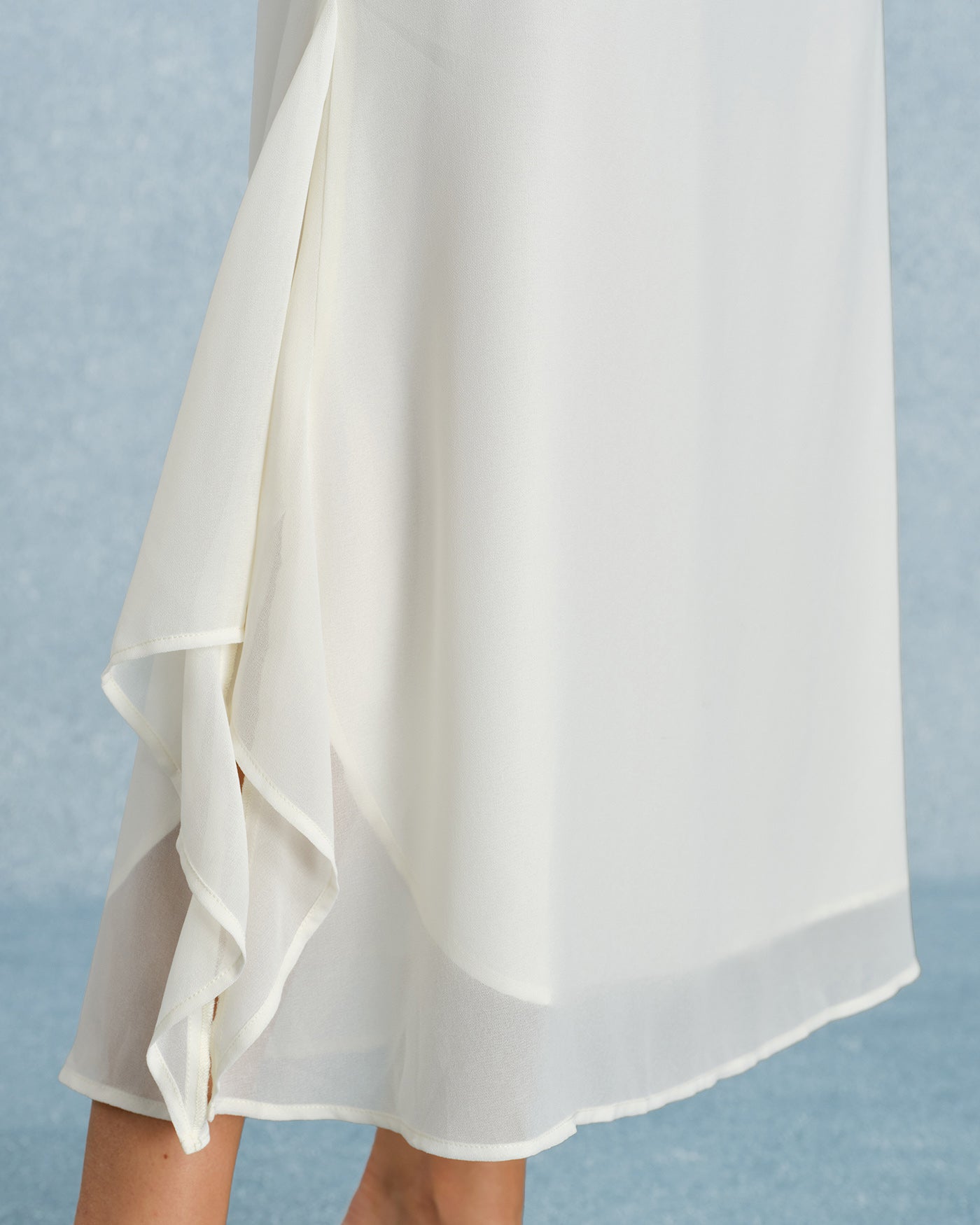 Apricot Ruffle Slip Chiffon Maxi Dress