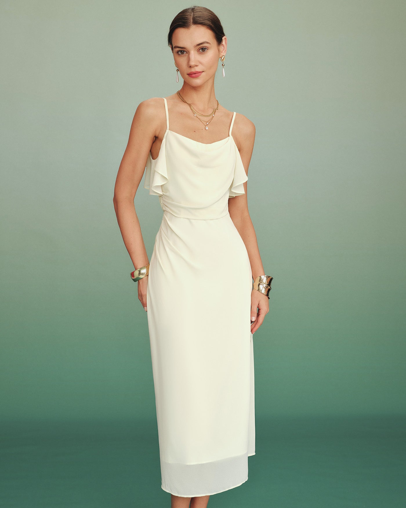 Women's Woven Polyester Midi Dress Dresses - RIHOAS