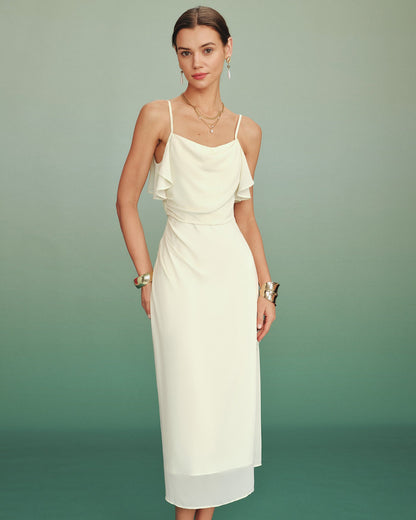 Women's Woven Polyester Midi Dress Dresses - RIHOAS