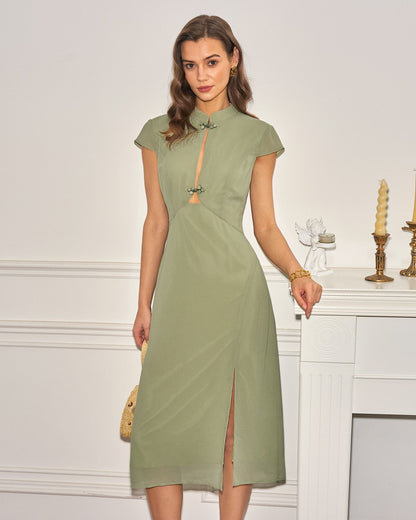 Women's Woven Polyester Midi Dress Dresses - RIHOAS