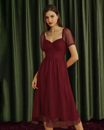 Women's Woven Polyester Midi Dress Dresses - RIHOAS