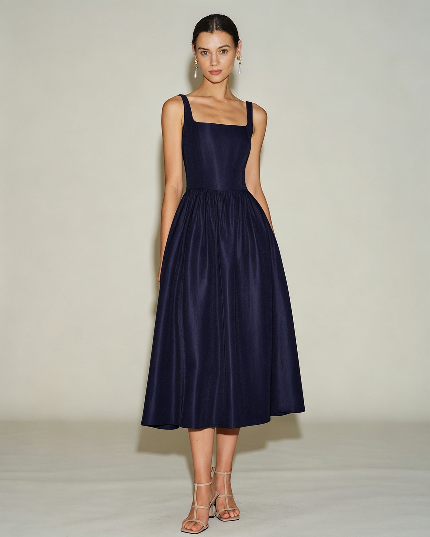 Women's Woven Polyester  Midi Dress Dresses - RIHOAS