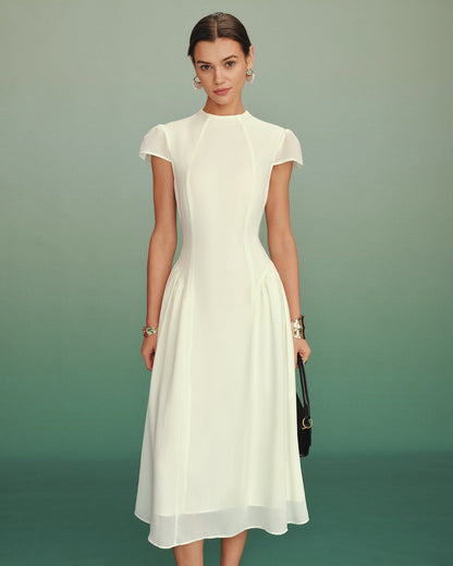 Women's Woven Polyester Midi Dress Dresses - RIHOAS