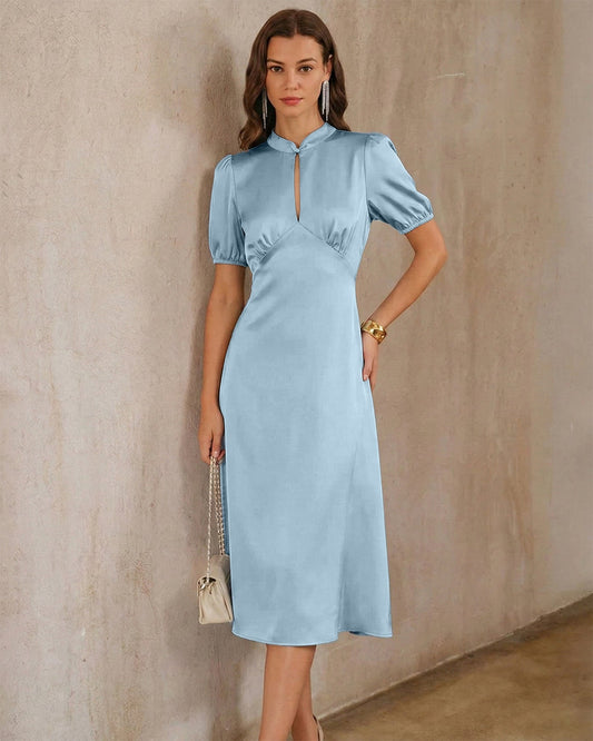 Women's Woven Polyester Midi Dress Dresses - RIHOAS