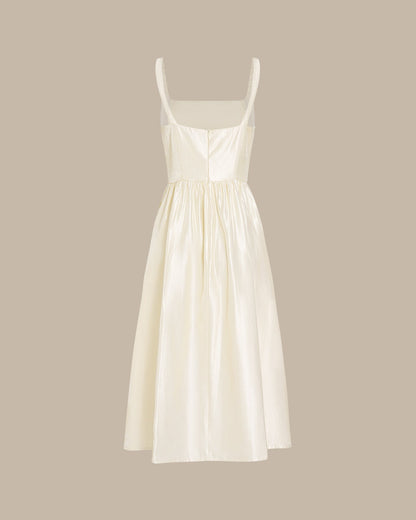 Apricot Zipper Slip Midi Dress