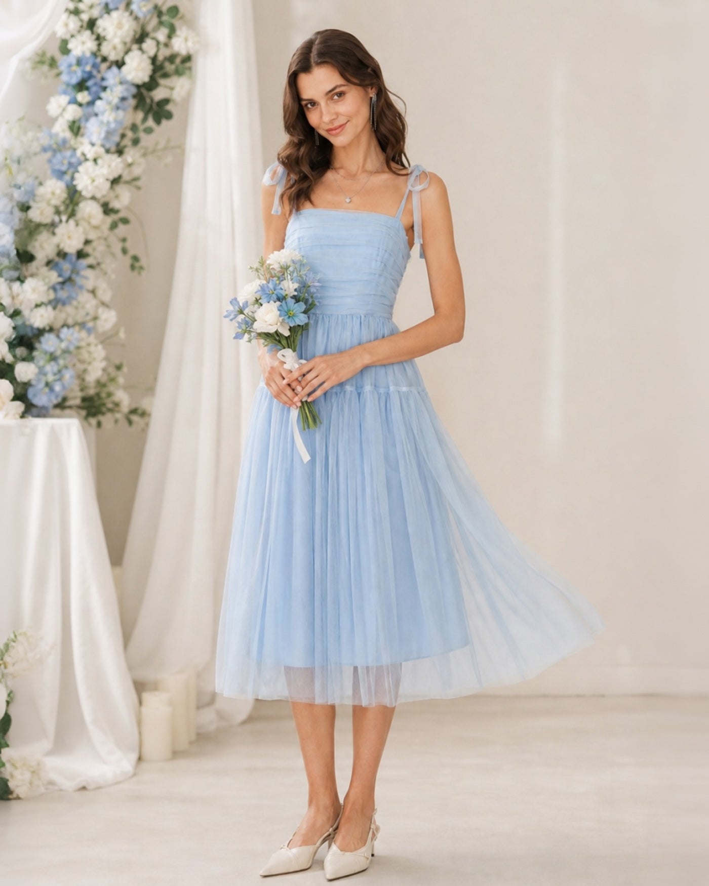 Women's Woven Polyester Midi Dress Dresses - RIHOAS