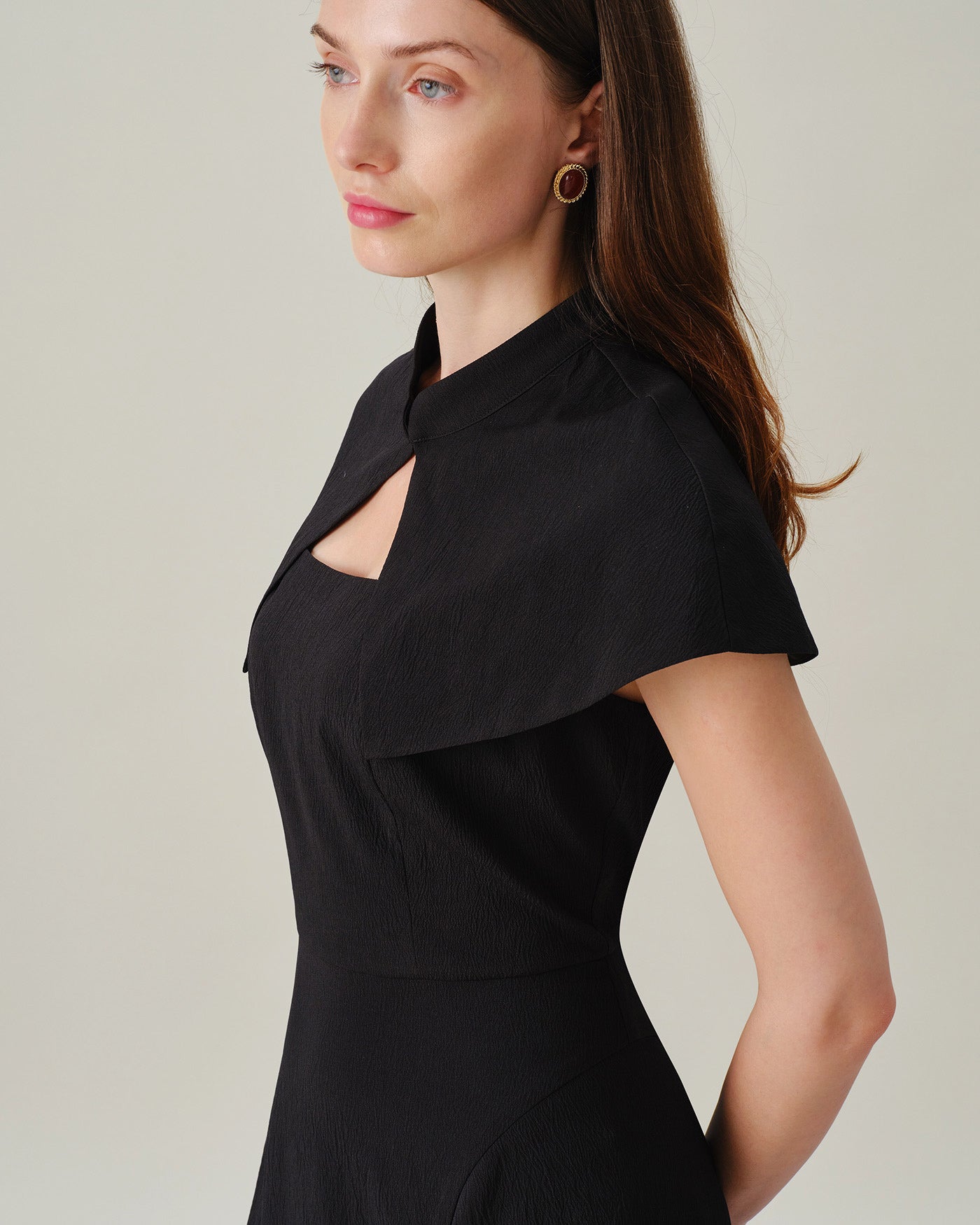 Black Square Neck Sleeveless Button Midi Dress
