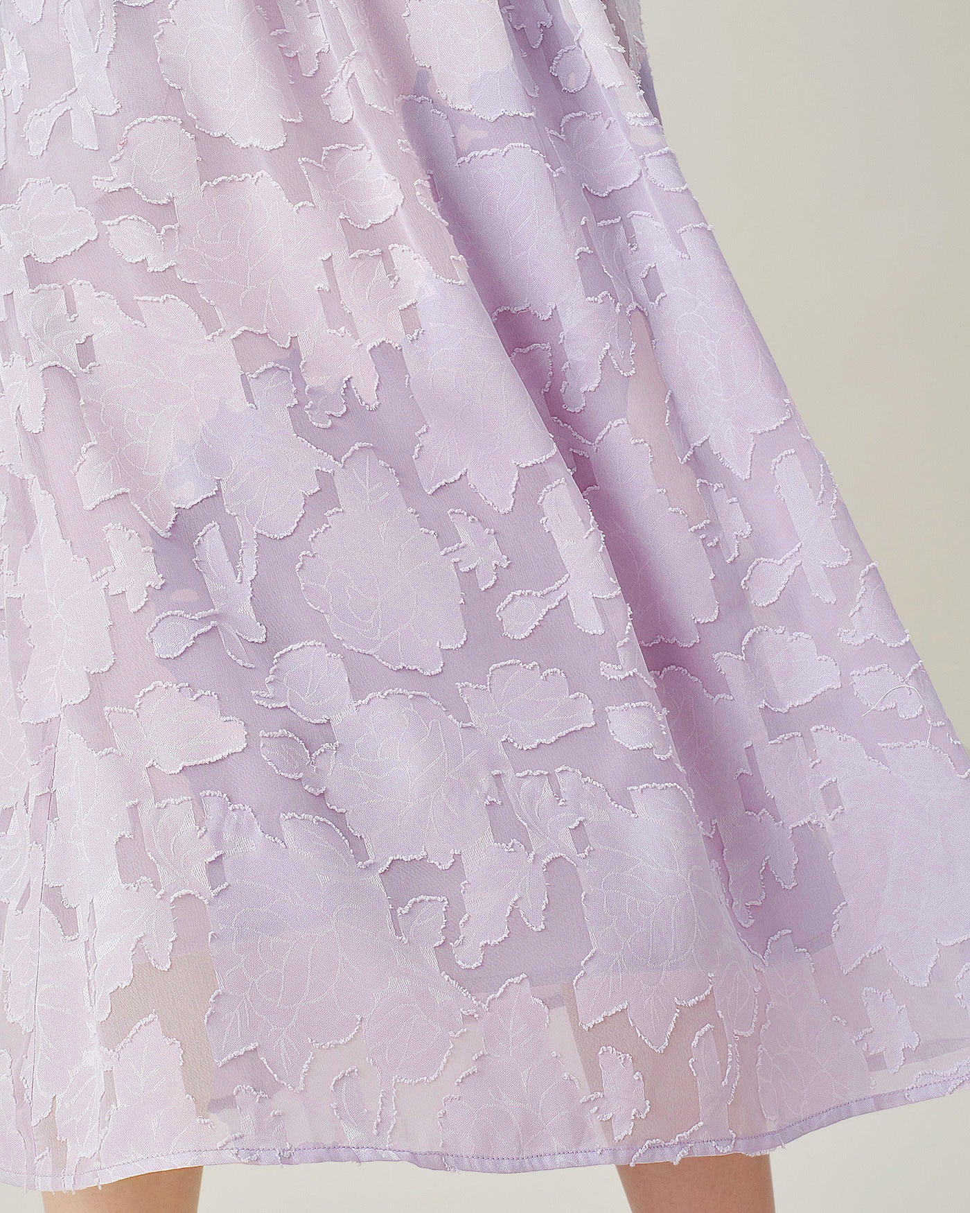 Purple Square Neck Tie Jacquard Midi Dress