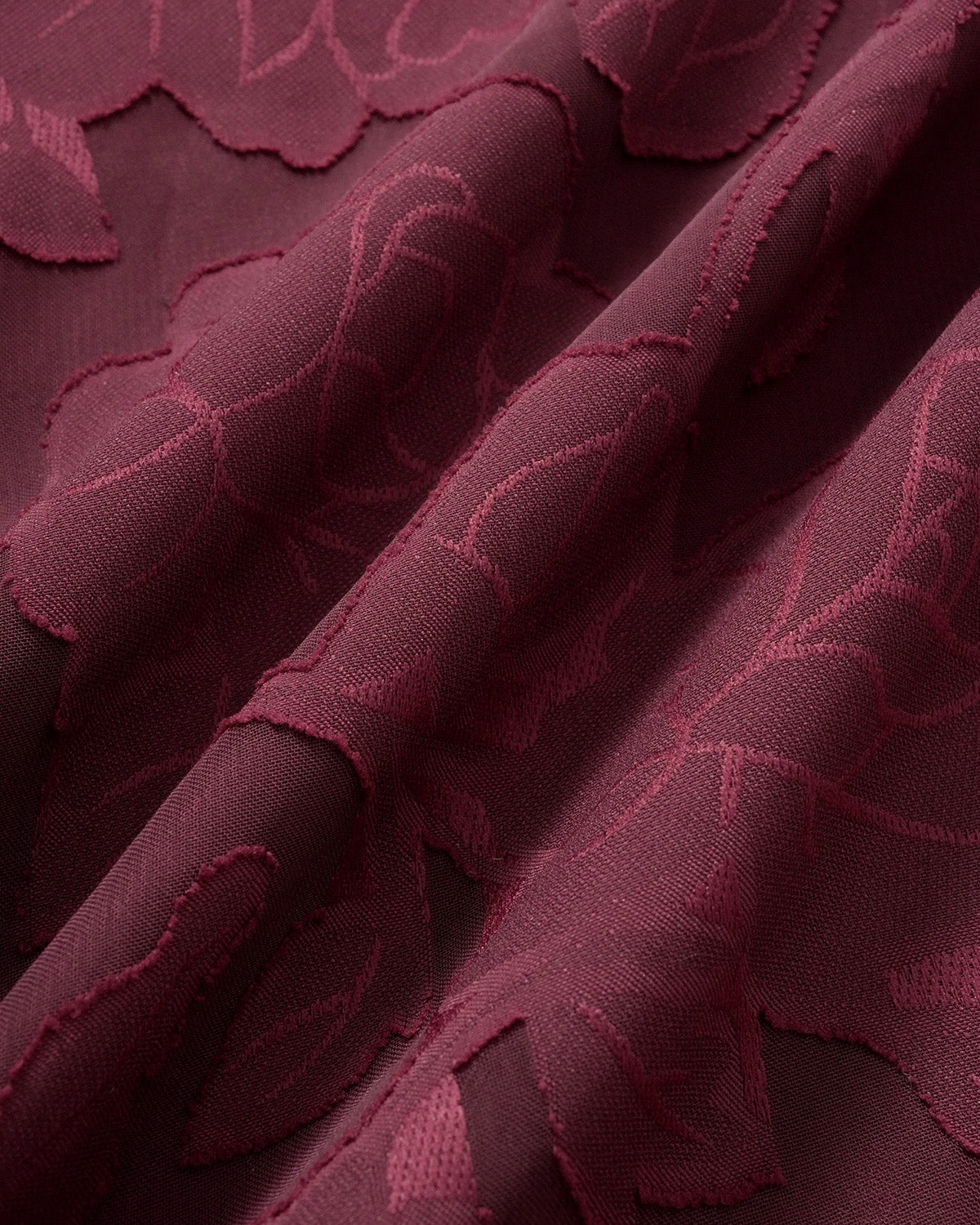 Wine Red Jacquard Slit Midi Dress