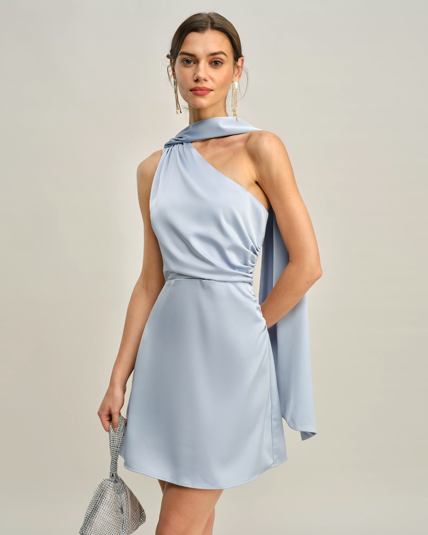 Women's Woven Polyester Mini Dress Blue Dresses - RIHOAS