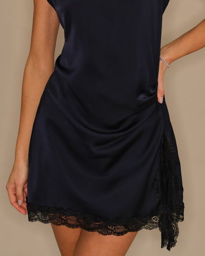 Blue Turtle Lace Tunic Mini Dress
