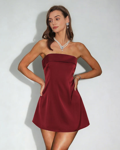 Red Strapless A-Line Mini Dress