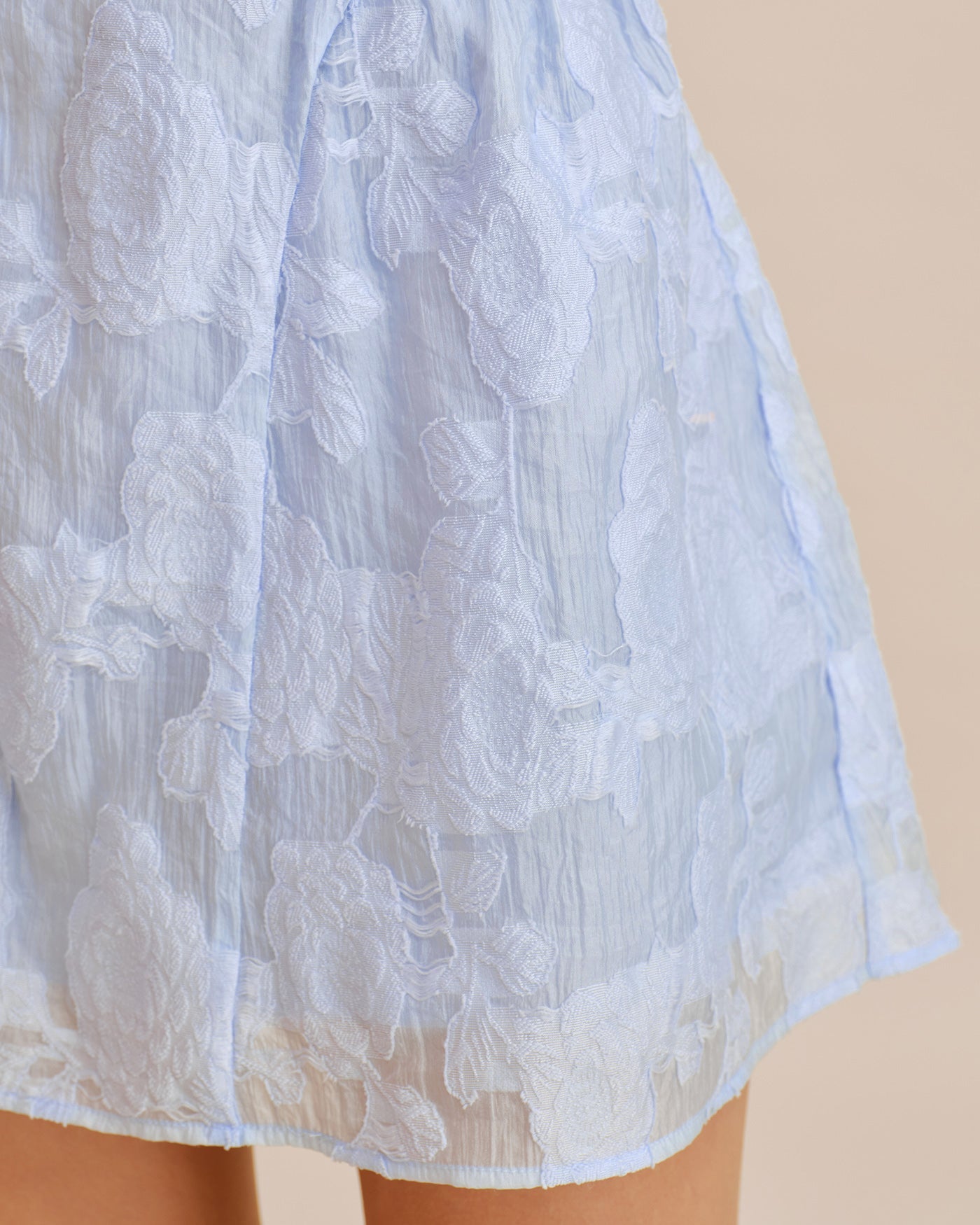 Blue Sweetheart Neck Jacquard Mini Dress