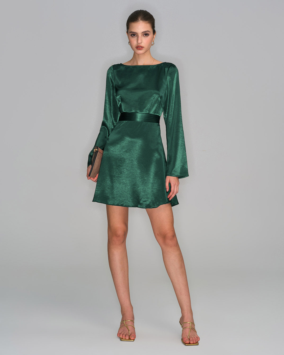 Women's Woven Polyester Mini Dress Green Dresses - RIHOAS