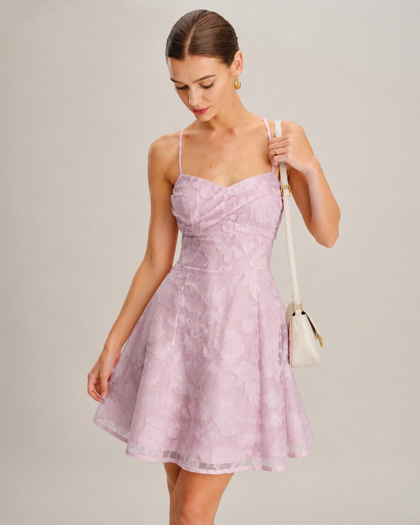 Pink Jacquard Slip A-Line Mini Dress