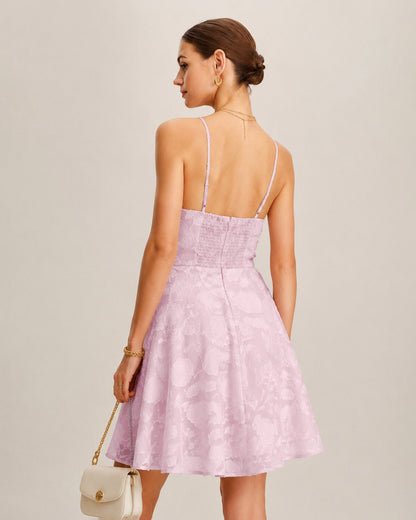 Pink Jacquard Slip A-Line Mini Dress